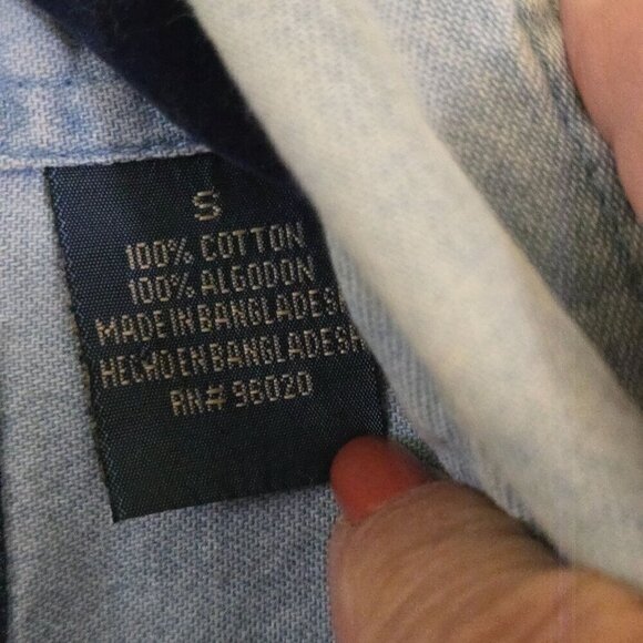 Vintage Unique Native American Wolf Design Button Down Chambray Shirt Gender Neu - Picture 7 of 7